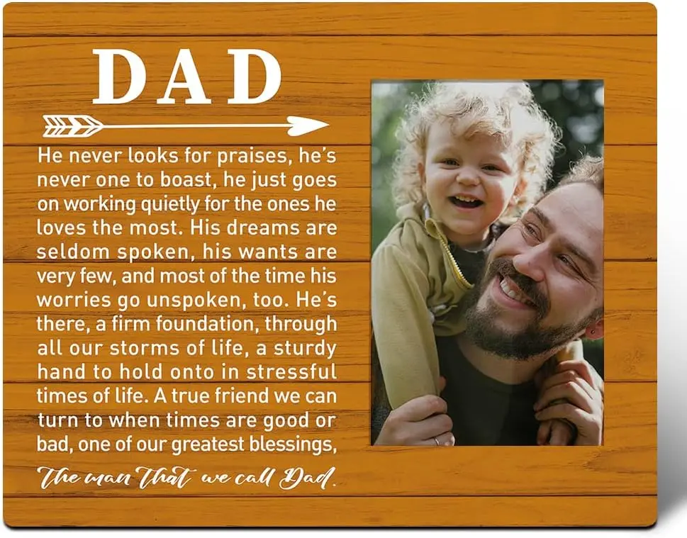 Dad Picture Frame Gift – Heartfelt Photo Frame for Dad from Daughter or Son, Perfect Birthday, Father’s Day & Christmas Present, Holds 4x6 Photos, Meaningful Keepsake for Fathers, Stepdads & New Dads