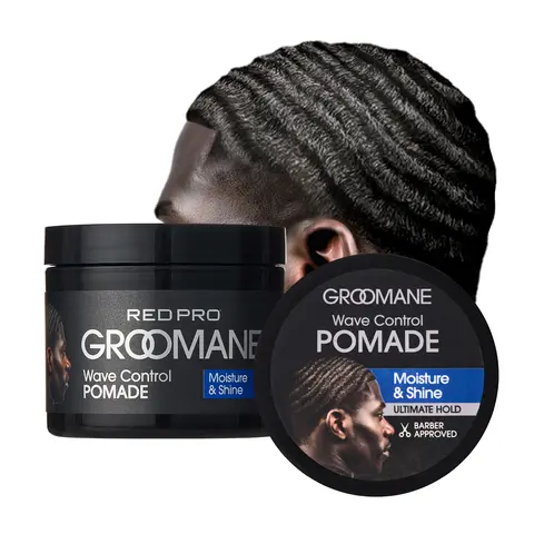 Red PRO Groomane Wave Control Pomade - Ultimate Hold, Moisture & Shine