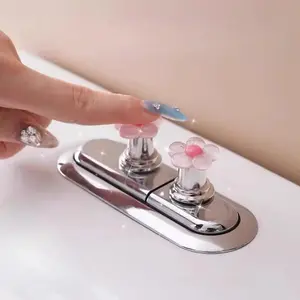 Flower Shaped Toilet Button, 5 Counts Long Nail Female Special Toilet Press Tool, Bathroom Supplies for Home Use, Bathroom Accessories