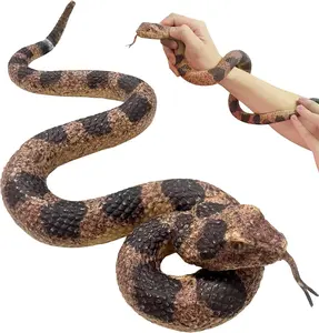 Fake Snakes Toy Soft Rubber Snake Realistic Rattlesnake for Garden Keep Birds and Squirrels Away April Fools' Day Party Favors Halloween Decoration