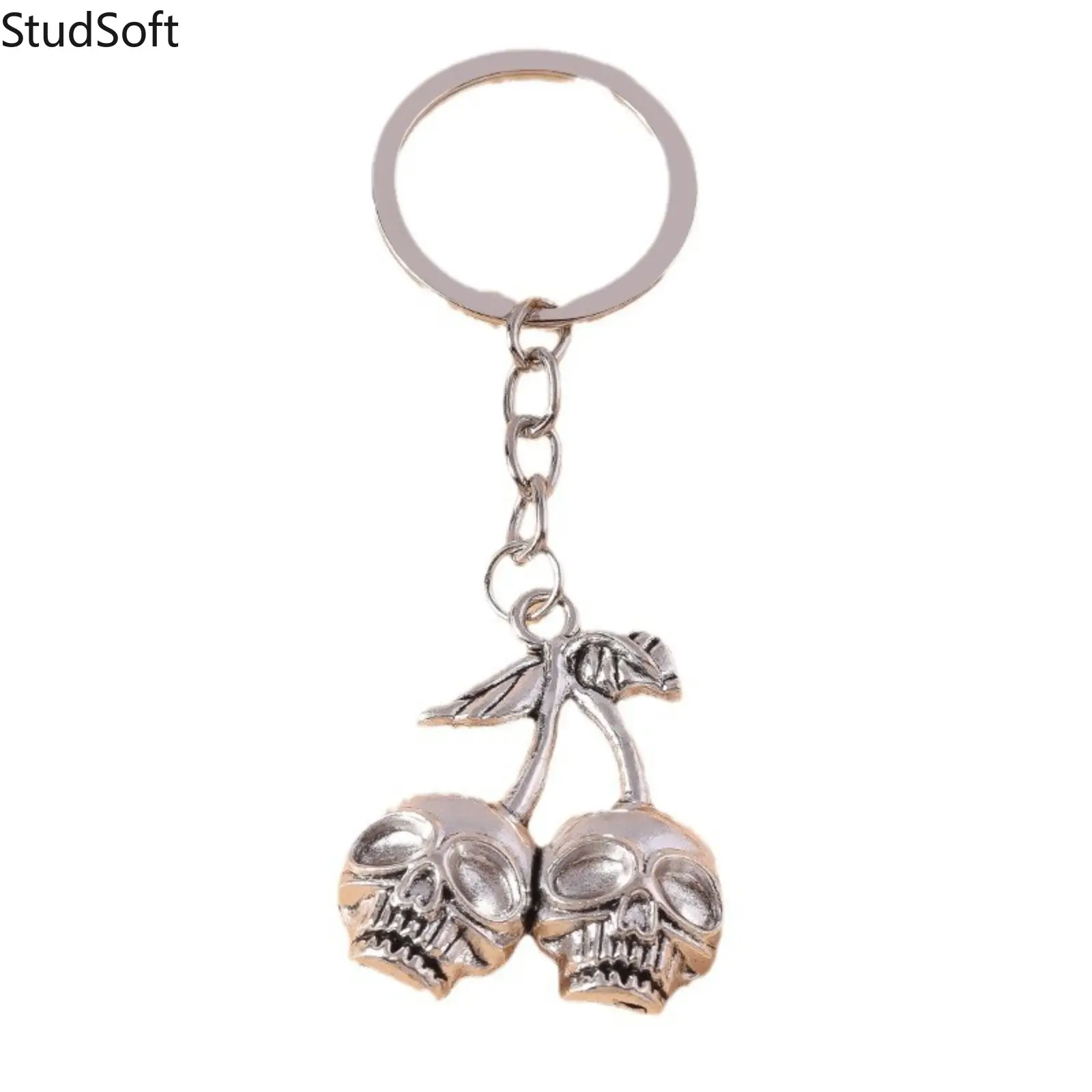 2026 New Creative Cherry Skull Fashionable Alloy Keychain - Dark Gothic Bag Charm Pendant for Women, Sports & Outdoor Accessory