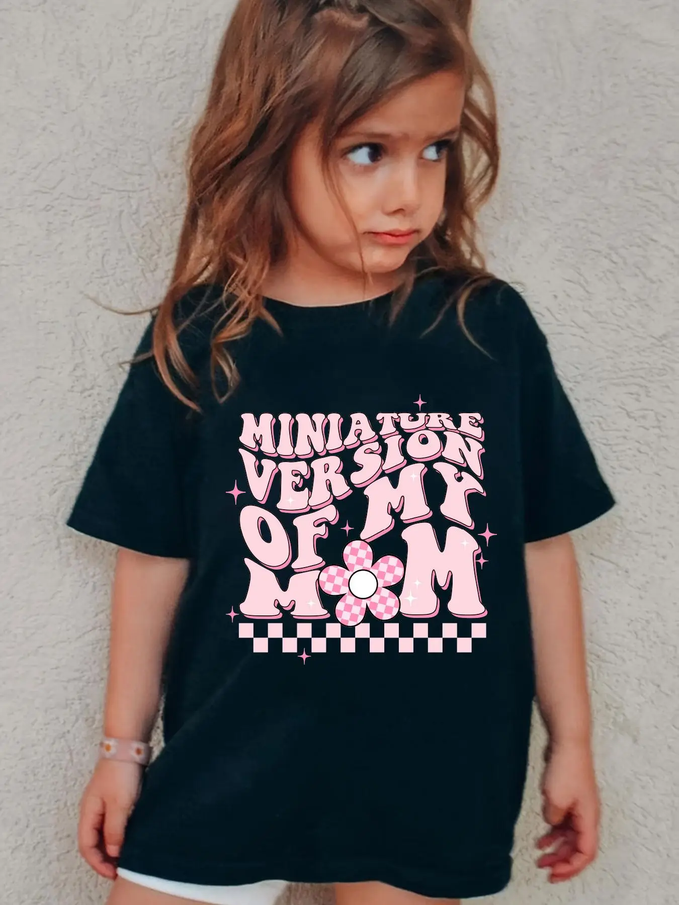 Toddler Girl's Graphic Round Neck Letter Print Tee, Casual Fashion Drop Shoulder Half Sleeve T-shirt for Daily Outdoor Wear, Kids Clothing for Summer,