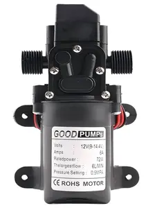 12V DC Diaphragm Water Pump, 72W Self-Priming Pressure Pump, 0.9MPa 130PSI, 6L/min, Auto Switch, for Car Washing, Sprayer, RV, Boat, Home Garden, Agricultural Use