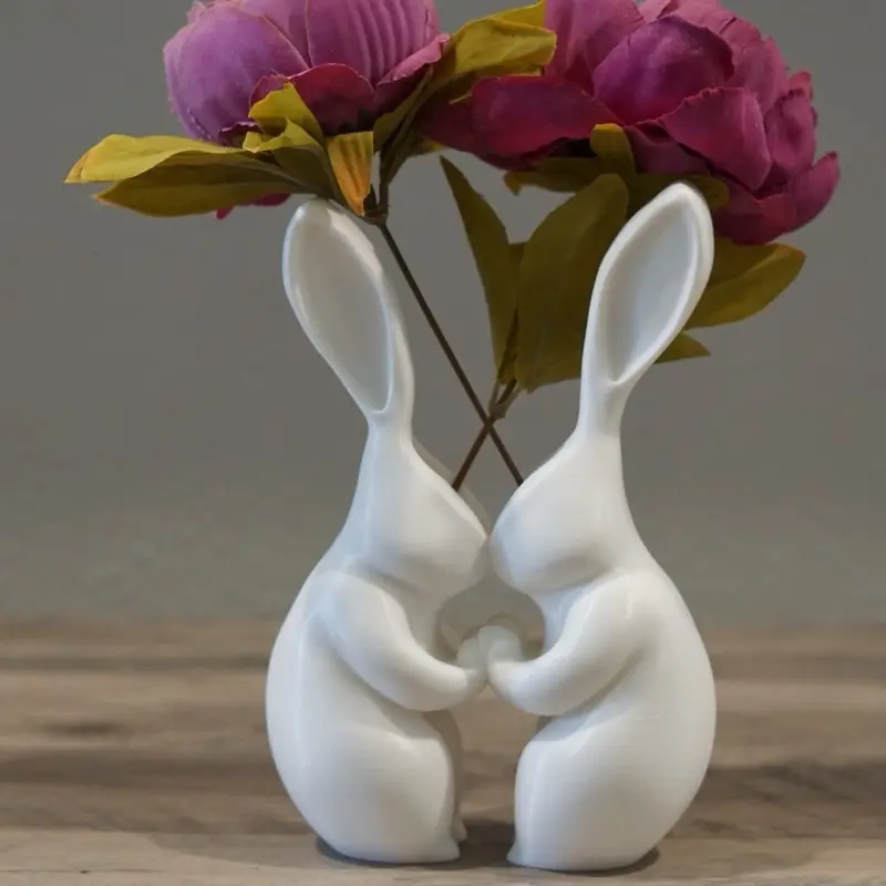 Easter Bunny Vase - 3D Printed White Bunny Design, 5.26" x 2.46" x 7.87", Waterproof Acrylic Coating, Versatile for Spring Home Decor - Ornaments