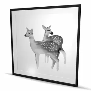 212 MAIN Rustic Framed-Matted Print Wall Art, 48x48in Black & White Minimalist Fawn Nature Photo Artwork, Home Decor Products, Farmhouse Decoration, Ideal Gift for Home Supplies Enthusiasts