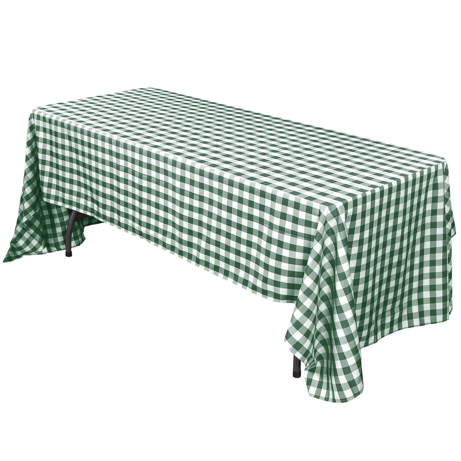 Polyester Rectangle Tablecloth, 60"x102" White-Green Checkered Buffalo Plaid Cover for Decor, Birthday Party Supplies, Wedding Outdoor Furniture Tables