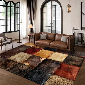 Exquisite square printed velvet carpet, versatile decorative style for home, commercial and indoor use, available in multiple sizes, machine washable,soft and not easy to shed, convenient and practical.