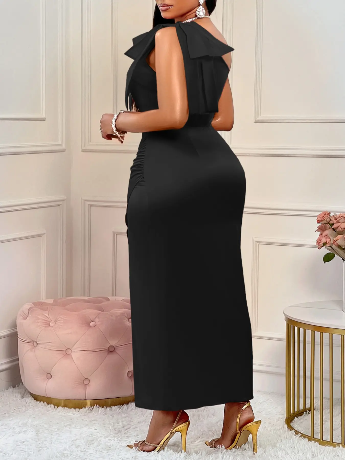Christmas Dress For Women Elegant Fit Plus Size Dresses, Sexy One Shoulder Ruffled Ruched Split Thigh Satin Woven Fabric Gown, Large Bow Detail, All Seasons Wear, Womenswear - TikTok Shop Christmas Dress For Women Elegant Fit Plus Size Dresses, Sexy One Shoulder Ruffled Ruched Split Thigh Satin Woven Fabric Gown, Large Bow Detail, All Seasons Wear, Womenswear - TikTok Shop