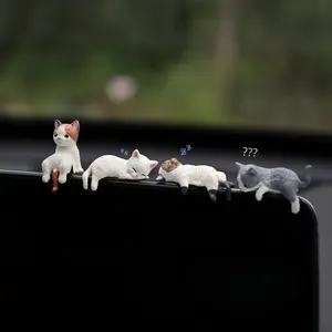 4pcs Cute Cat Car Dashboard Ornaments | ABS Plastic Cartoon-Style Mini Decor, Non-Electric Safe Dashboard Decor for Car Interior, Windshield & Screen Display Accessories, Cat Car Accessories, Cartoonstyle Miniatures, Vehicle Decoration,Pet Lovers