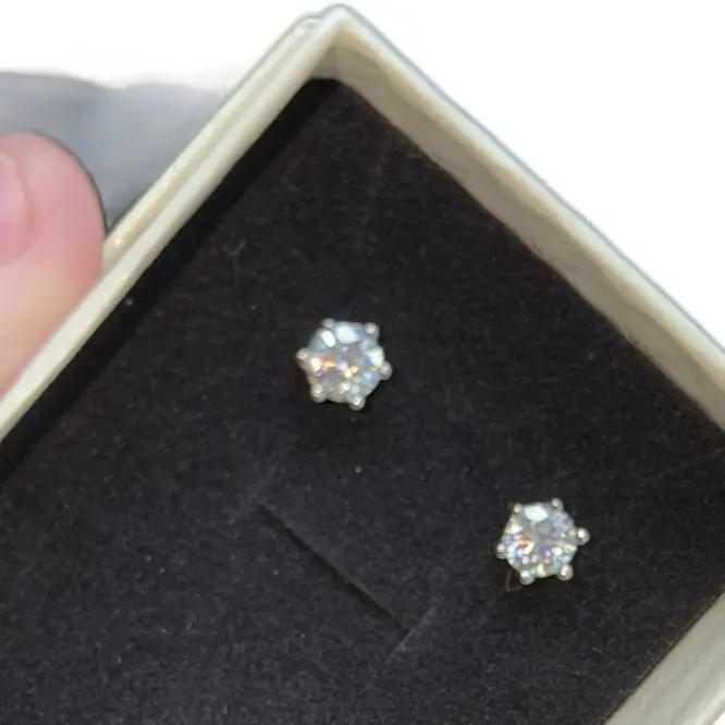 Sterling Silver Moissanite Screw Stud Earrings