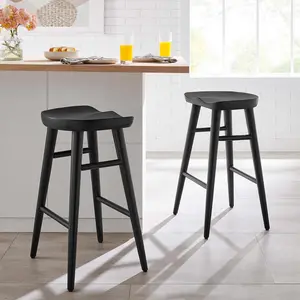 Modway Saville Backless Wood Counter Stools - Set of 2 in Black