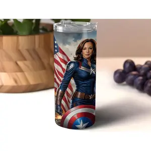 Super Hero Inspired Kamala 20 oz Straight Tumbler, Democratic, POTUS, US Election 2024, No Trump, Feminist, Vote, Kamala Harris, Tim Walz, Democracy, Democratic