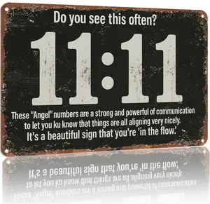 8x12 in Aluminium 11:11 Angel Number Metal Sign - Retro Vintage Spiritual Wall Decor, Thoughtful Mother's Day Home Gift
