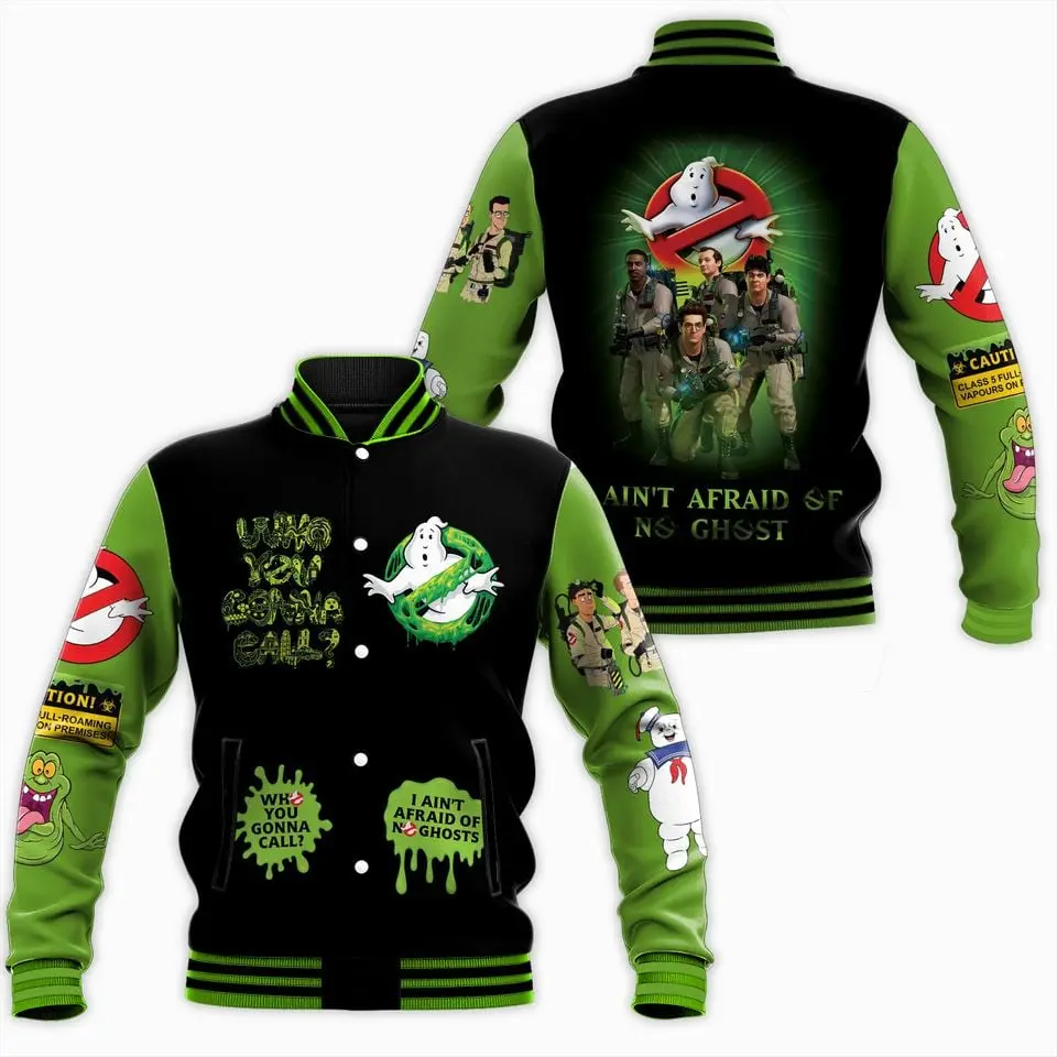 Ghostbusters Varsity Baseball Jacket, Unisex Baseball Jacket, Varsity Style Sport Coat, Casual Street Fashion