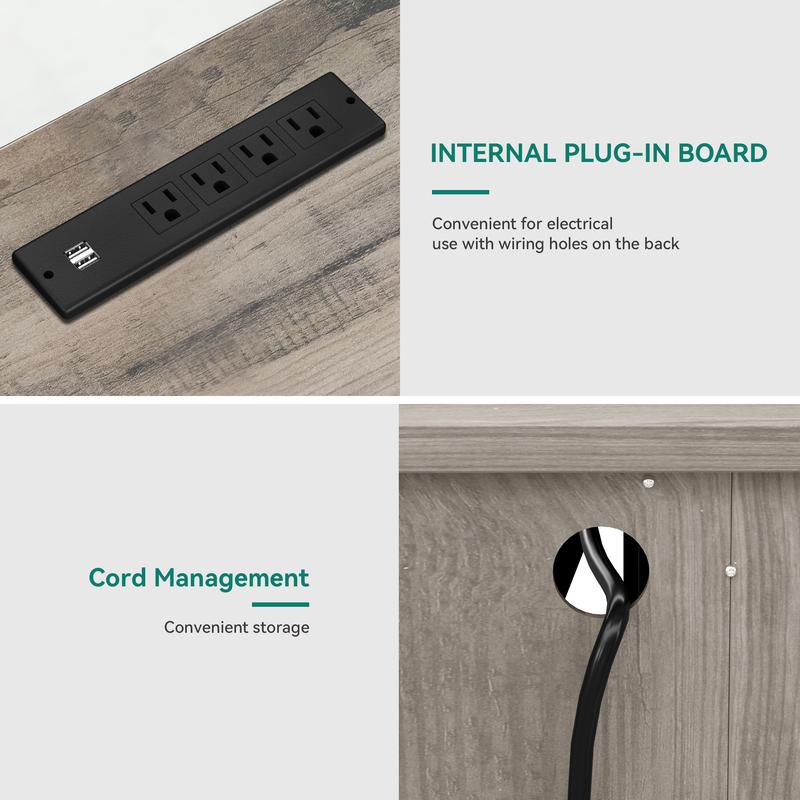 DWVO Farmhouse TV Stand for TVS up to 80 Inch, Entertainment Center with Power Outlet, TV Table with Barn Doors & Storage Cabinets, TV Console for Living Room, 70" Rustic Grey