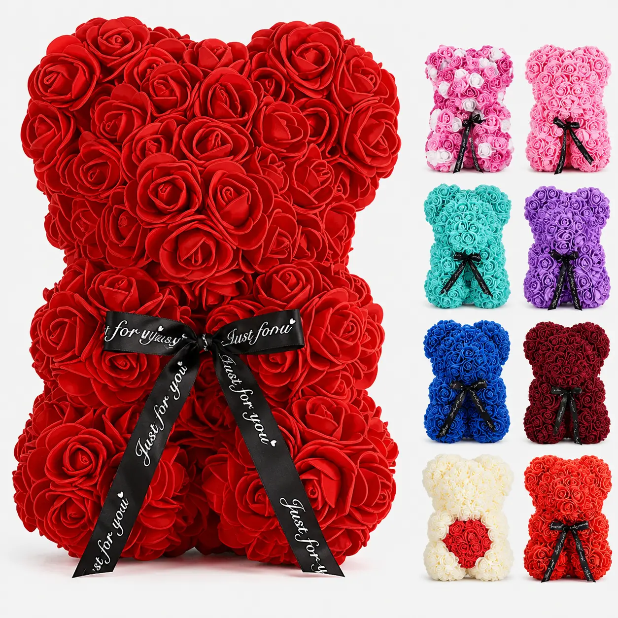 Artificial Flower Eternal Rose Teddy Bear for Mom Mother's Day Birthday Valentine's Day Anniversary Gifts & Decor Miniatures