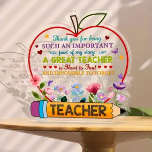 Acrylic Apple Teacher Gift, Creative Desktop Ornament, Inspirational Desktop Ornament for Graduation, Teacher's Day, Retirement, Decor
