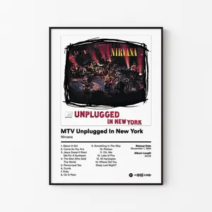 Nirvana Album Poster, Nevermind In Utero Tracklist Art, 90s Grunge Rock Legend Print, Kurt Cobain Decor, Unframed Print Only