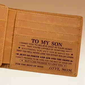 Engraved Sentimental Wallet for Son - Perfect Mother’s Day Gift for Him - Unforgettable Graduation & Father's Day Present - Personalized to My Son Wallet from Mom & Dad Personalized To My Son Wallet from Mom and Dad - Unique Milestone Birthday Present