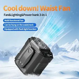 Upgrade Personal Portable Waist Clip Fan Rechargeable Battery Power Bank 10 Speeds 10000RPM Strong Airflow LED Light up to 8H Working Time Hands Free Hanging Neck Fan Wearable Belt Fan for Camping Outdoor Jobsite Farms Traveling Fishing