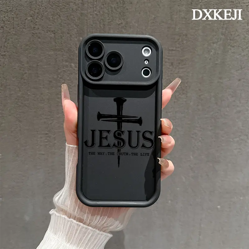 Religious Jesus & Cross "The Way The Truth The Life" Aesthetic Customized TPU Smartphone Case, Lightweight Shockproof Soft Silicone Casing, Full Protection Multi-Model Phone Accessory for iPhone 17,16,15 Pro Max,14,13,12,11 Plus,Air, Resistance, Accessori