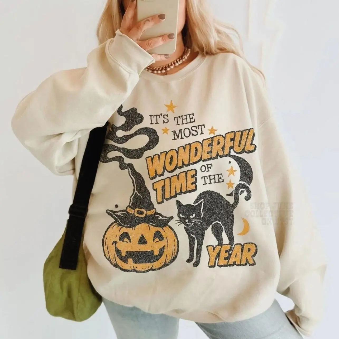 It's The Most Wonderful Time Of The Year Vintage Halloween Sweatshirt, Retro 90s Black Cat Pumpkin Graphic Tee, Most Wonderful Time of the Year Shirt, Witchy Fall Apparel, Spooky Season Gift, Cozy Autumn Top for Women & Men