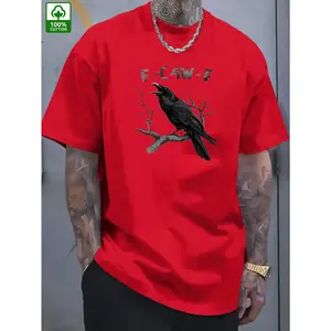 Men's shirt Men's shirt-Casual red Crew Neck Tee