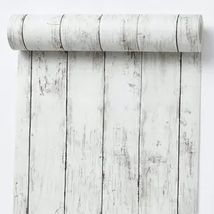 White Wood Peel and Stick Wallpaper Distressed Shiplap Contact Paper Self Adhesive Removable Wall Covering for RV Cabinets Bedroom Rustic Farmhouse Wall Decor White Gray