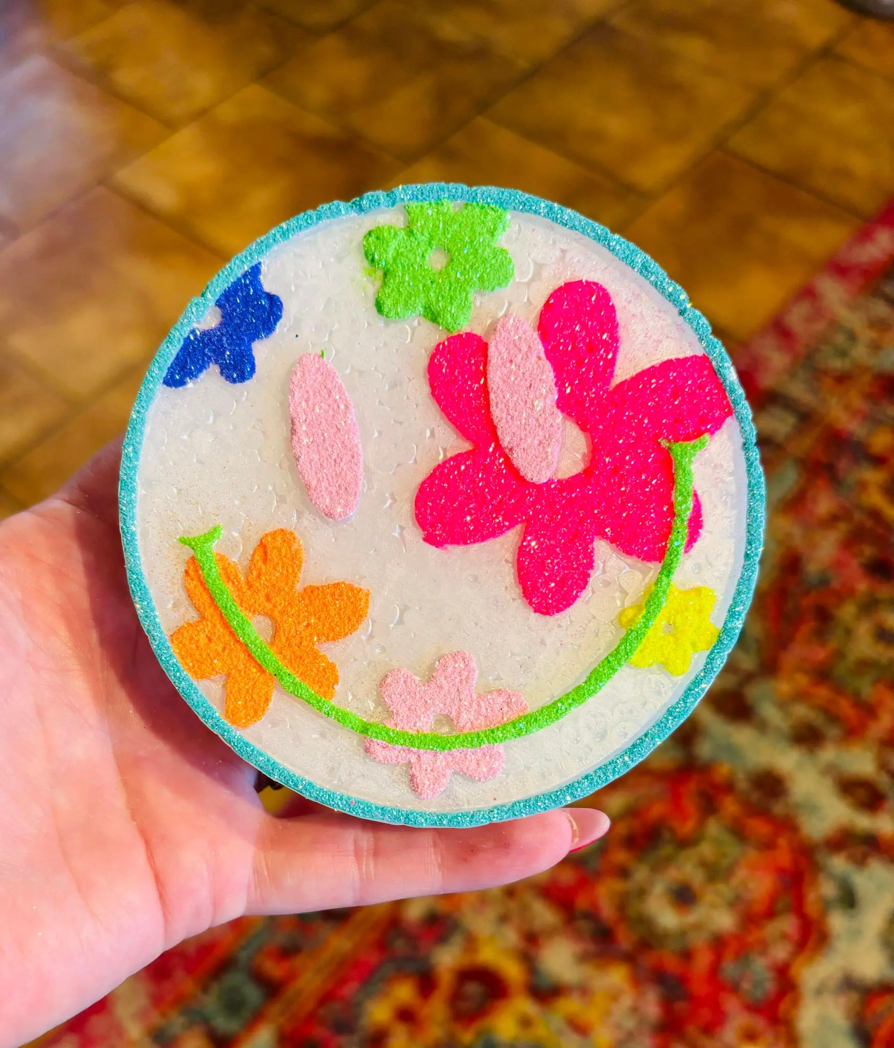 Retro Flower Smiley Car Freshie