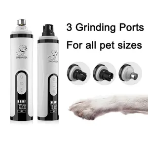 Electric Dog Nail Grinder - Rechargeable Pet Nail Trimmer for Dogs & Cats, Ultra Quiet & Low Vibration, Dual LED Lights with LCD Display, 3 Ports for All Pet Sizes