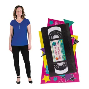 33 1/2" x 55" Multicolor 90s-Themed VHS Tape Cardboard Cutout Stand-Up