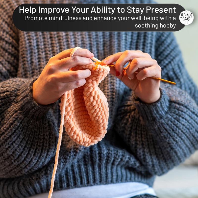 MOMOTOYS Beginner Crochet Kit w/ 130 Page Book, Crochet Yarn Set, Crochet Hook Kit & Crochet Needle Kit - Crocheting Kits for Beginners, Adults & Kids