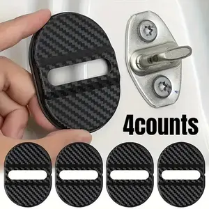 4 counts Car Door Lock Protector Anti-rust Plastic Pads Vibration Damping Noise Reduction Sound Insulation Adhesive Stickers Sealing Patch Cushioning Universal Door Cover Accessories