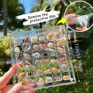 1 piece new-style acrylic transparent shell storage box. Beach stones and small shells collection magnetic storage and display box.