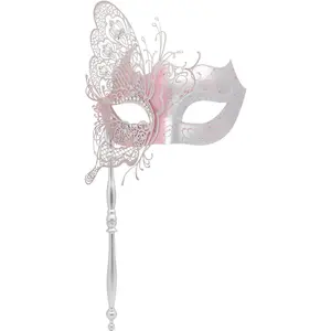 Masquerade mask with stick mysterious venetian mask butterfly mask women halloween party prom ball mask
