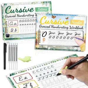 2 Pack Grooved Cursive Handwriting Workbook Magic Grooved Cursive  Handwriting Practice Tracing with Disappearing Ink Pens for  Learning Activities Supplies (Letters&Number)