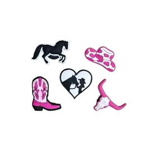 Vaquerita Shoe Charms 5ct Bundle - Western Cowgirl Boot, Hat, and Bullhorn Decoration Accessories - Footwear
