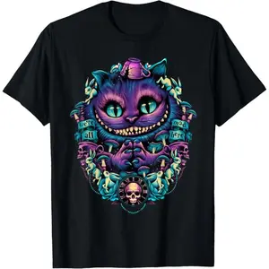 Cotton Short Sleeve Cheshire Cat Shirt Alice In Wonderland Graphic T-Shirt For Men Women