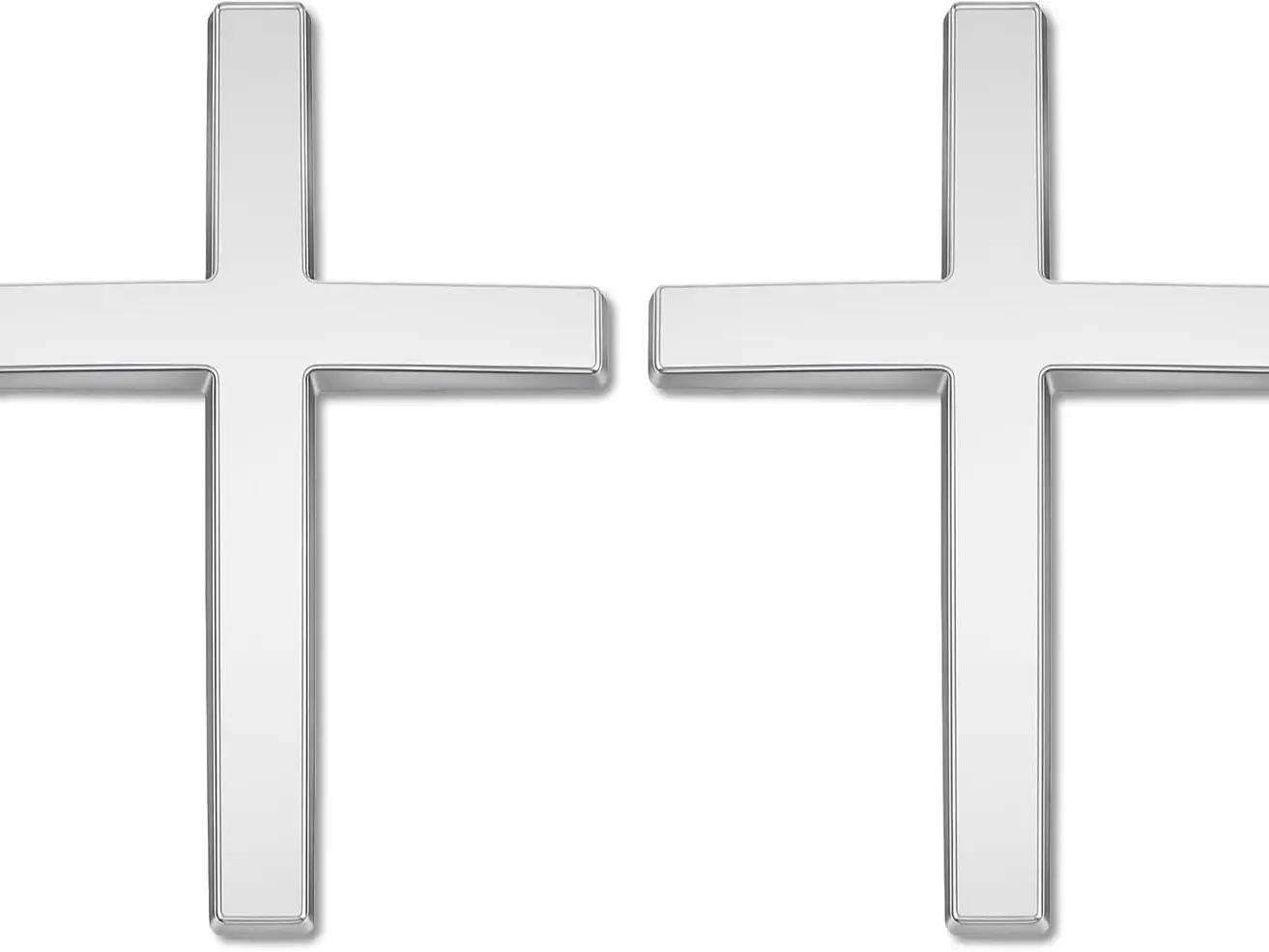 Metal Jesus Christ Cross Badge Stickers (2 Pcs, Silver, 2.48"×1.77") - 3D Self-Adhesive Waterproof Christian Car Accessories, Vehicle Exterior Decoration, Sticker for Cars