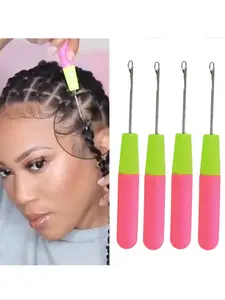 4pcs Wig Hook Needles, Hair Extension Needle Latch Crochet Hook, Hair Salon Repair Tools Braid Craft Tools & Accessories, Hair Braiding Tool