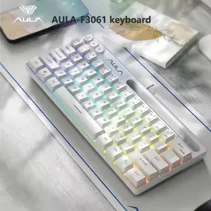 AULA F3061 61-Key Wired Keyboard, Mini Wired RGB Gaming Keyboard, Ergonomic Lighted Mechanical Keyboard for Desktop Laptop, Gaming Accessories