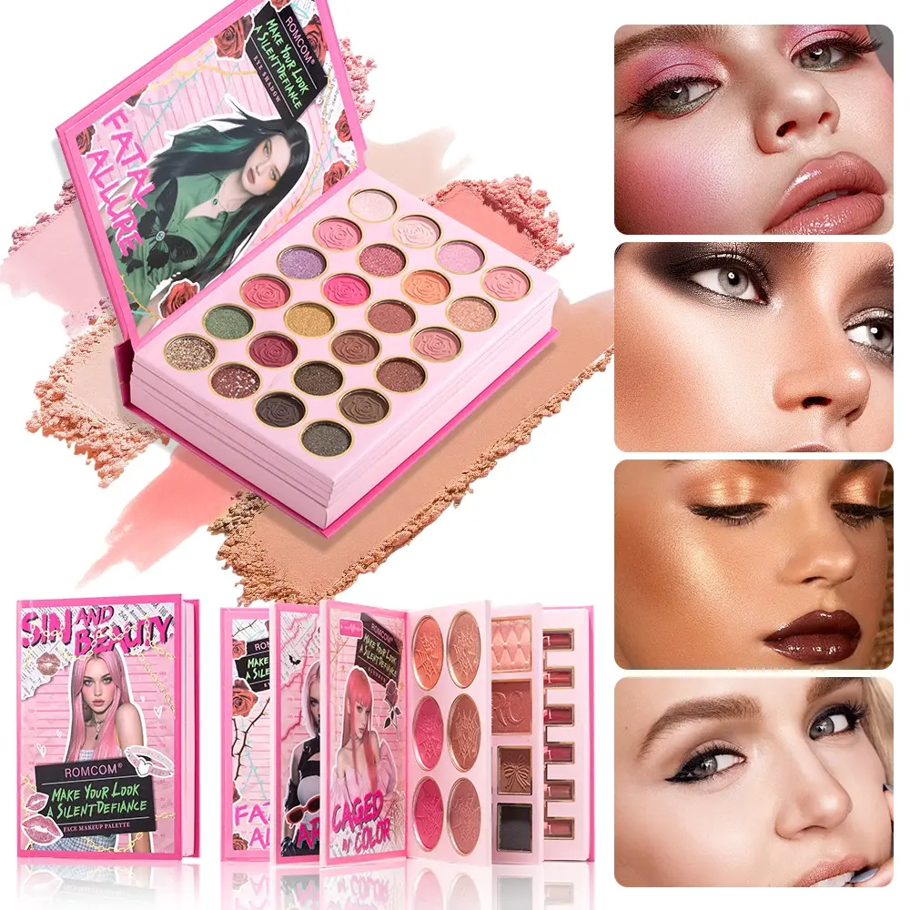 5 Page Makeup Palette Set with 70 Colors, 48 Matte Pearl Eyeshadow Shades, 6 Lip Colors, 6 Blushes, 10 Contouring Shades, Perfect Gift for Women, Shimmering Eyeshadow Palette