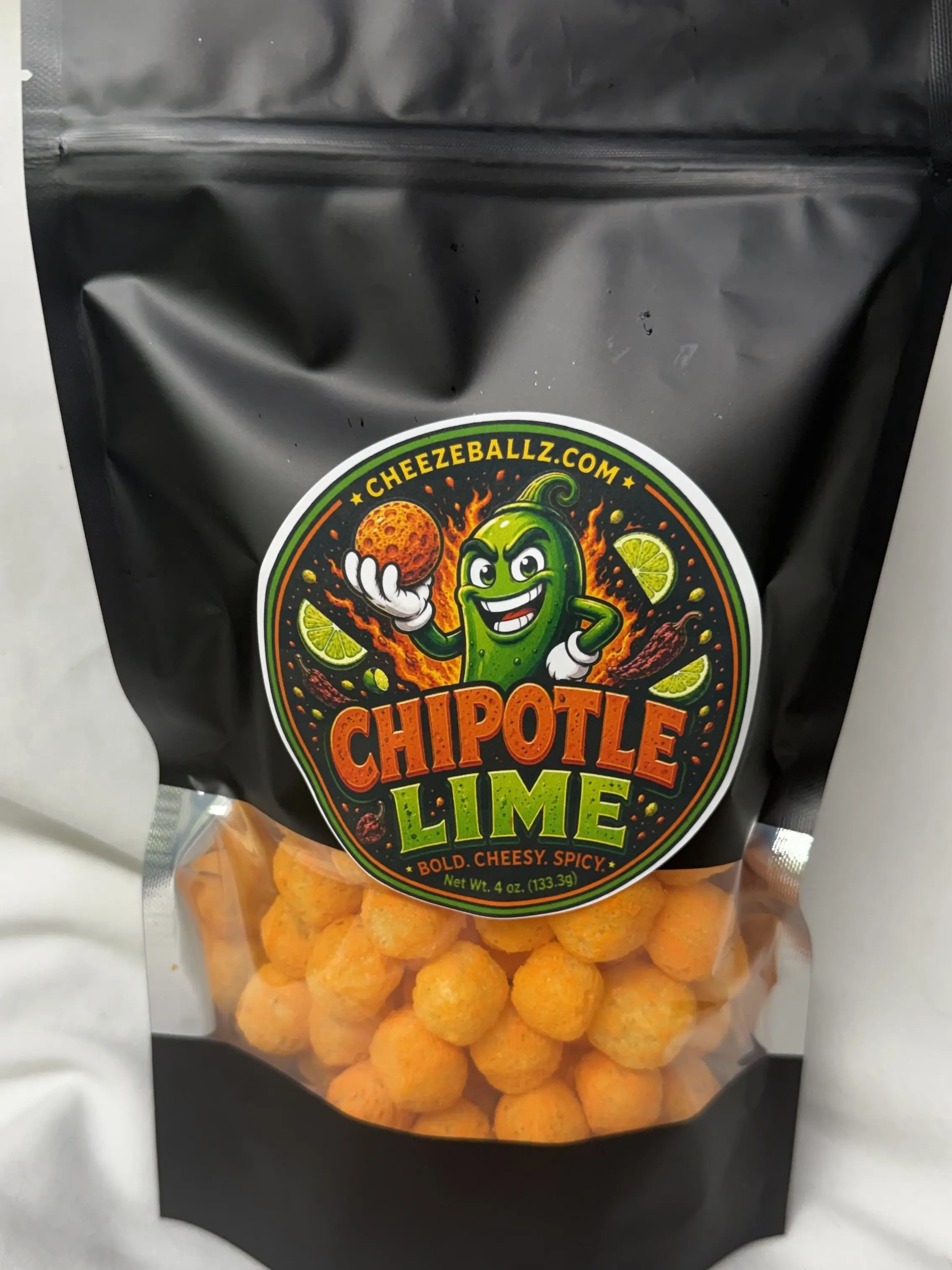 Chipotle Lime - Gourmet Flavored Cheese Ball Puffs - 4 oz. Bag (Cheesy Snack, Crispy, & Crunchy Goodness!!)