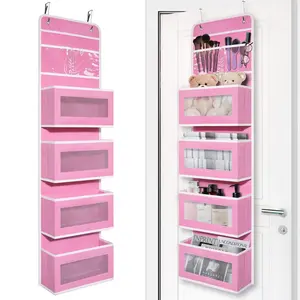 Heavy Duty Over Door Organizer, Wall Mount Hanging Organizer Storage with 4 Large Capacity Pockets, Closet Bathroom Nursery Bedroom Dorm, Hangable
