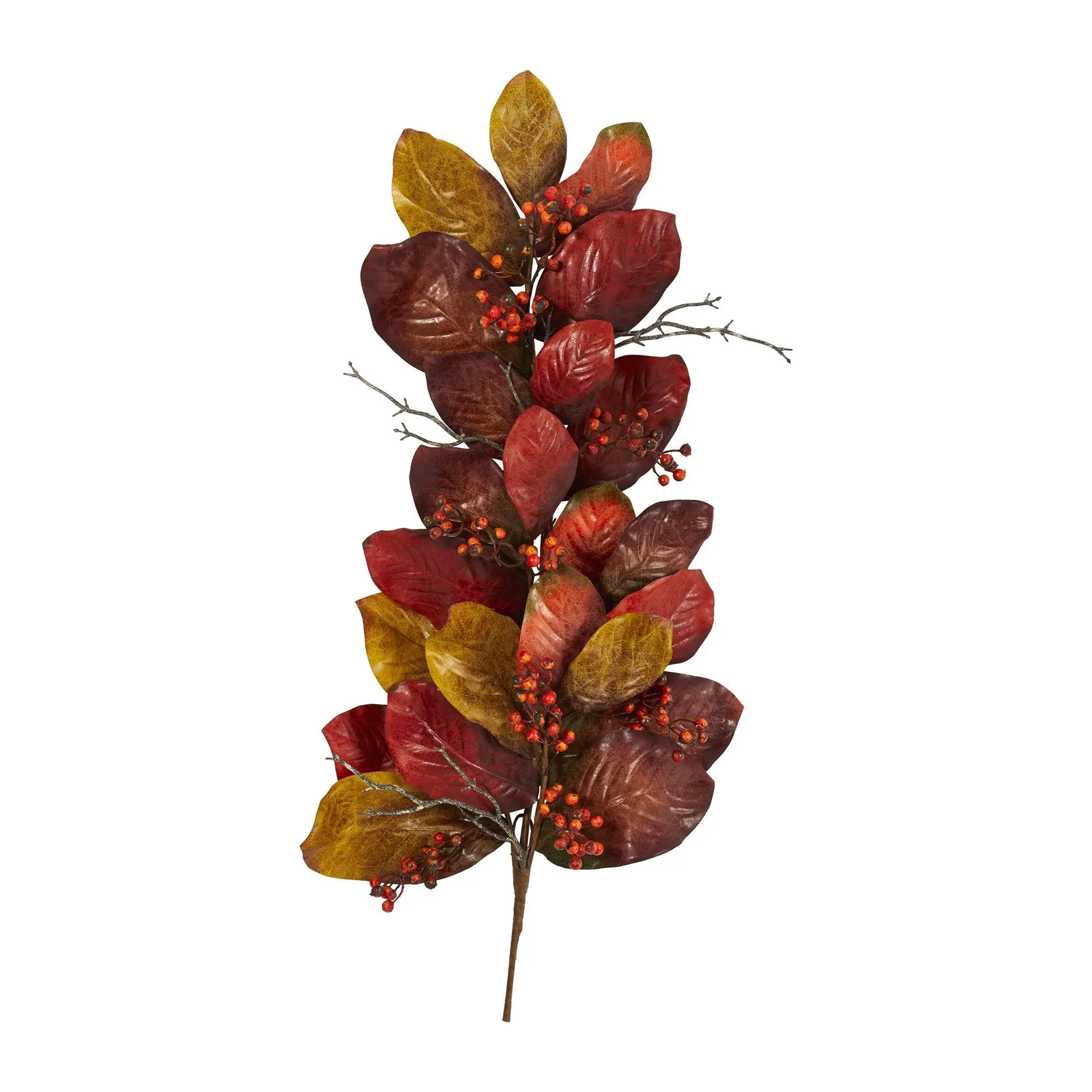 Nearly Natural 36" Autumn Magnolia Leaf with Beries Teardrop