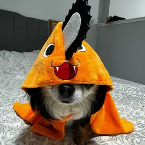Japanese Anime Themed Pet Costume | Dog Cat Cap Cloak | Chainsaw Man Pochita Costume | Clothes for Small Dogs | Gifts for Friends