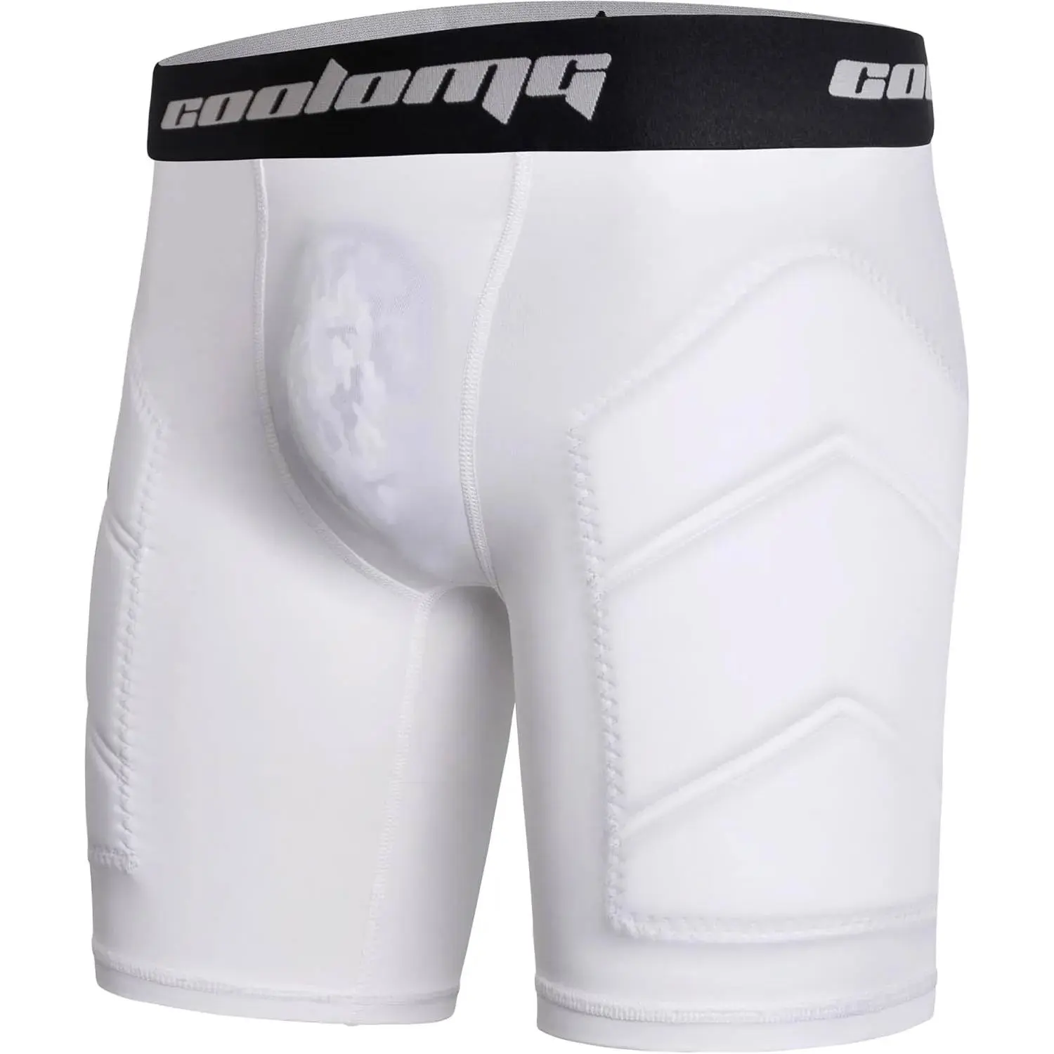 Male 15% Elastane-Polyester Blend Compression Sliding Shorts - Elastic Waist, Cup Pocket (No Cup), Thigh Padding, Compression Fit, All-Around Padding Protection for Softball, Lacrosse Contact Sports
