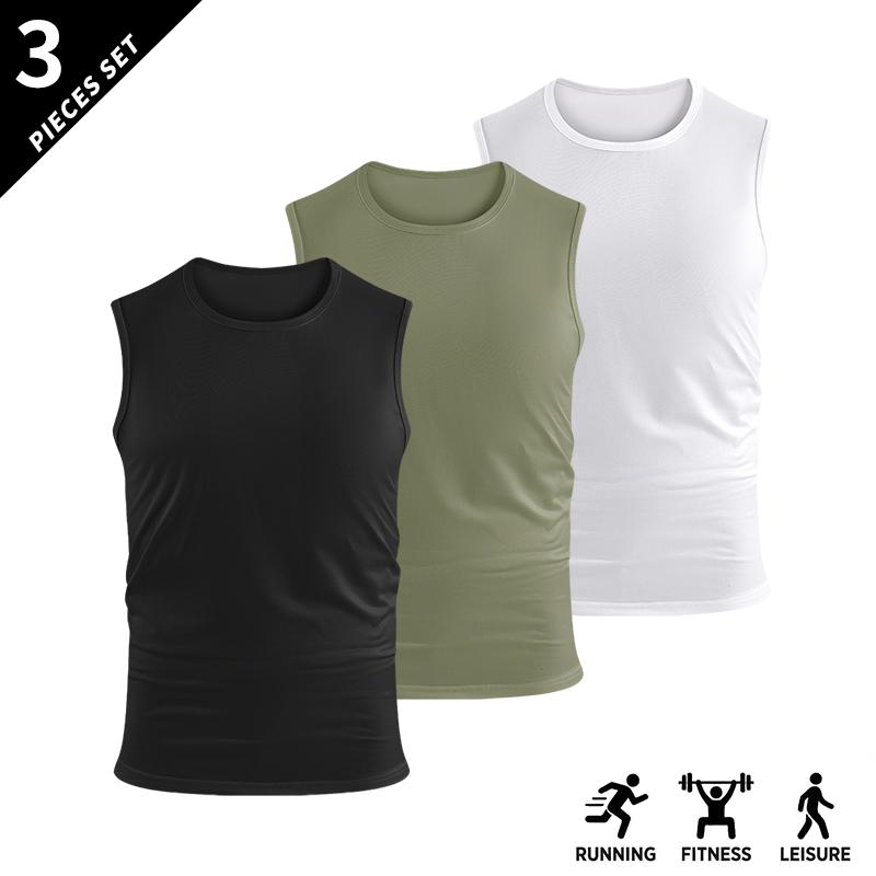 4-pack men’s athletic breathable lightweight sleeveless tank tops, loose fit; quick-dry crew neck sleeveless top; men’s sleeveless shirt/top for gym training.