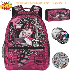 Cartoon Monster high Backpack Large CapacityLightweight Monster high dolls College ShoulderBag Monster high doll Laptop Backpack for Men WomenSchool Bookbag, Perfect Gift for Sister, BestFriend & Family
