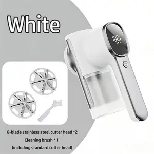 Rechargeable Lint Remover - 6 blades x 2 + 3 speed settings + digital LED display (with LED lighting) for efficiently removing lint from clothes, sweaters, and furniture.